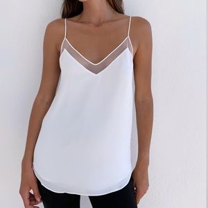 Aritzia Babaton Galen Mesh Trim Camisole Tank Blouse Blush Light Pink Size S